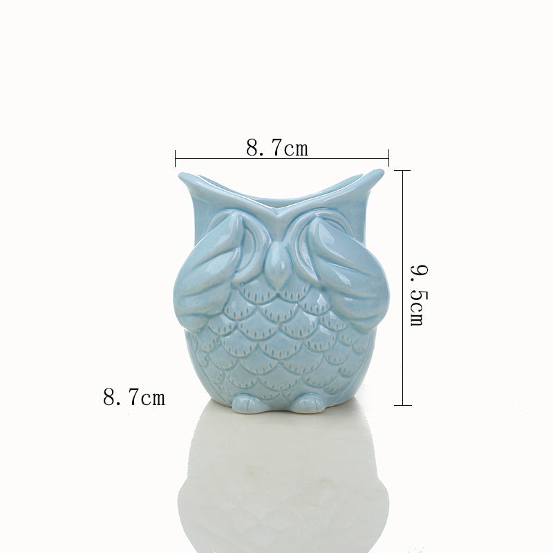 Three Wise Owls Ceramic Set