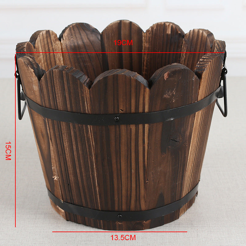 Wooden Barrels: Country Cottage Flowerpot Set