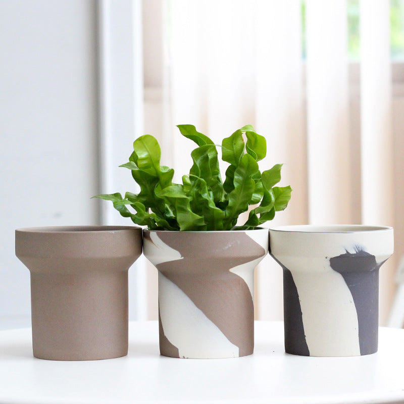 Chocolate Swirl Ceramic Planters