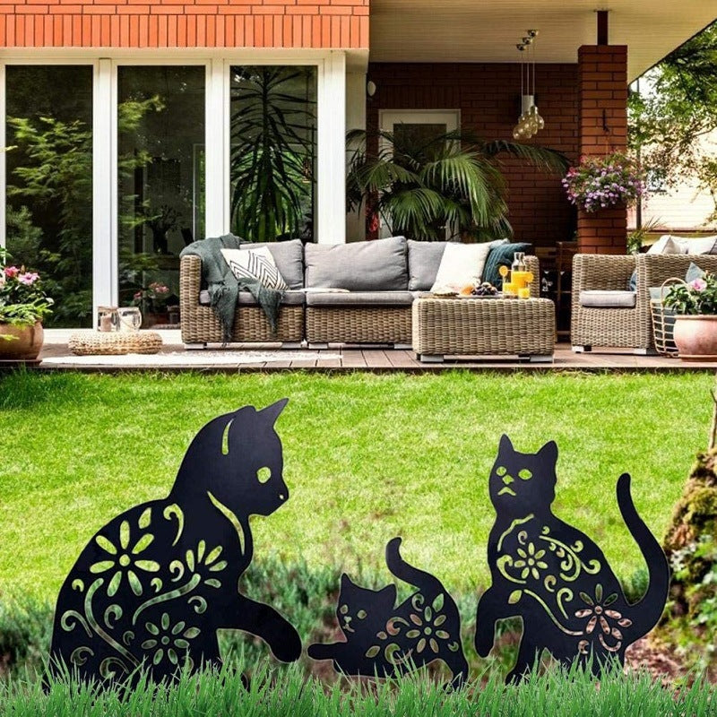 Kittens at Play! Silhouette Yard Decoration