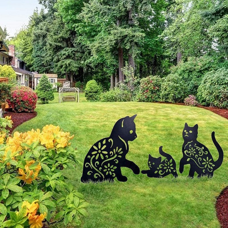 Kittens at Play! Silhouette Yard Decoration