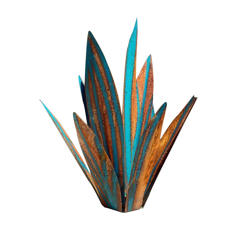 Turquoise and Copper Agave Plant: Metal Garden Sculpture