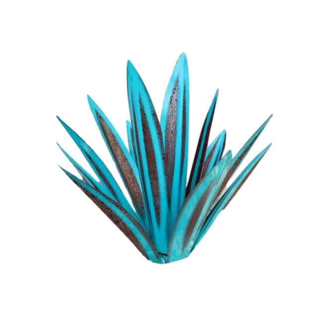 Turquoise and Copper Agave Plant: Metal Garden Sculpture