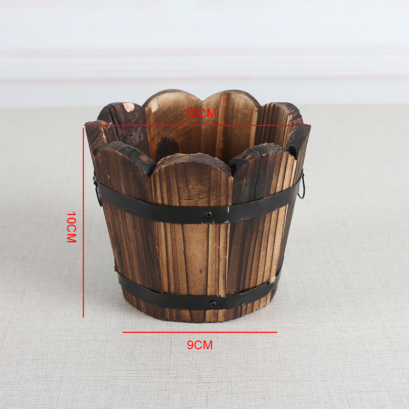 Wooden Barrels: Country Cottage Flowerpot Set