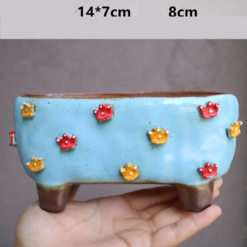 Strawberries and Springtime: Stoneware Succulent Plant Pot