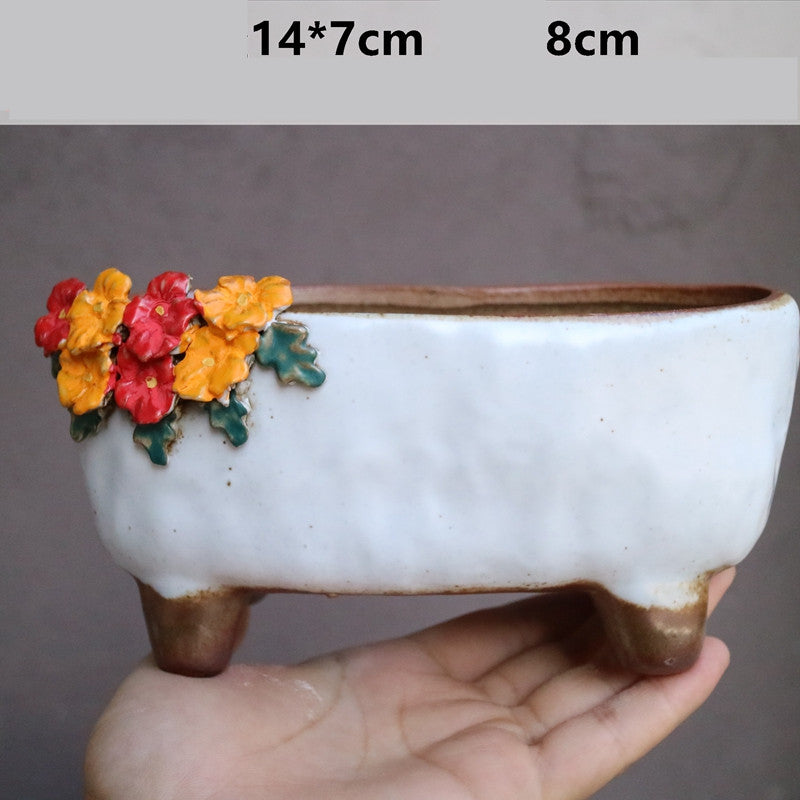 Strawberries and Springtime: Stoneware Succulent Plant Pot