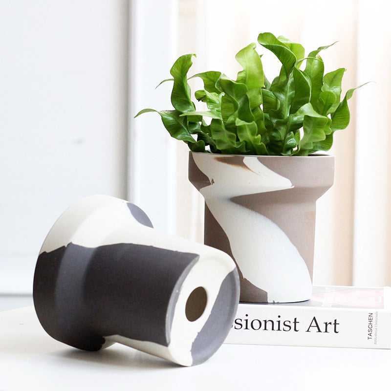 Chocolate Swirl Ceramic Planters