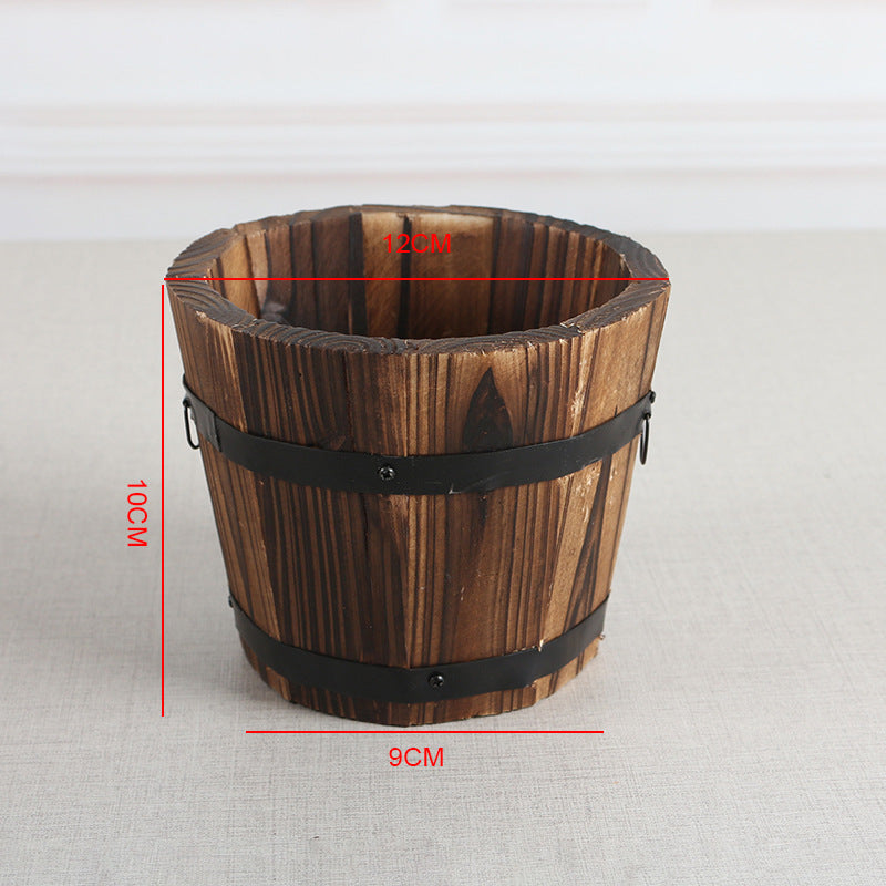 Wooden Barrels: Country Cottage Flowerpot Set