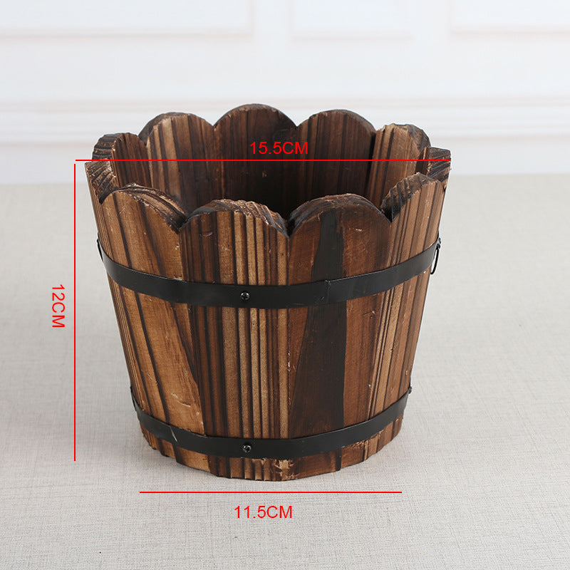 Wooden Barrels: Country Cottage Flowerpot Set