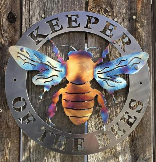 Keeper of the Bees Metal Yard Ornament