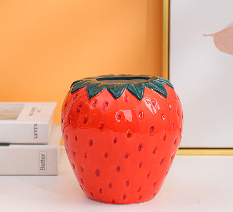 Strawberry Delight Ceramic Vase Planter