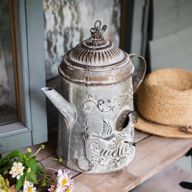 Recycled Charm-  Antique Watering Can turned Birdhouse