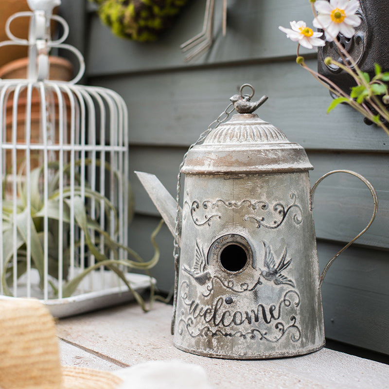 Recycled Charm-  Antique Watering Can turned Birdhouse