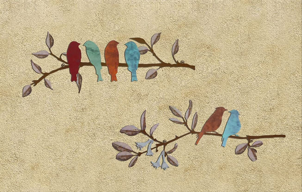 Birds in a Line: Metal Wall Art