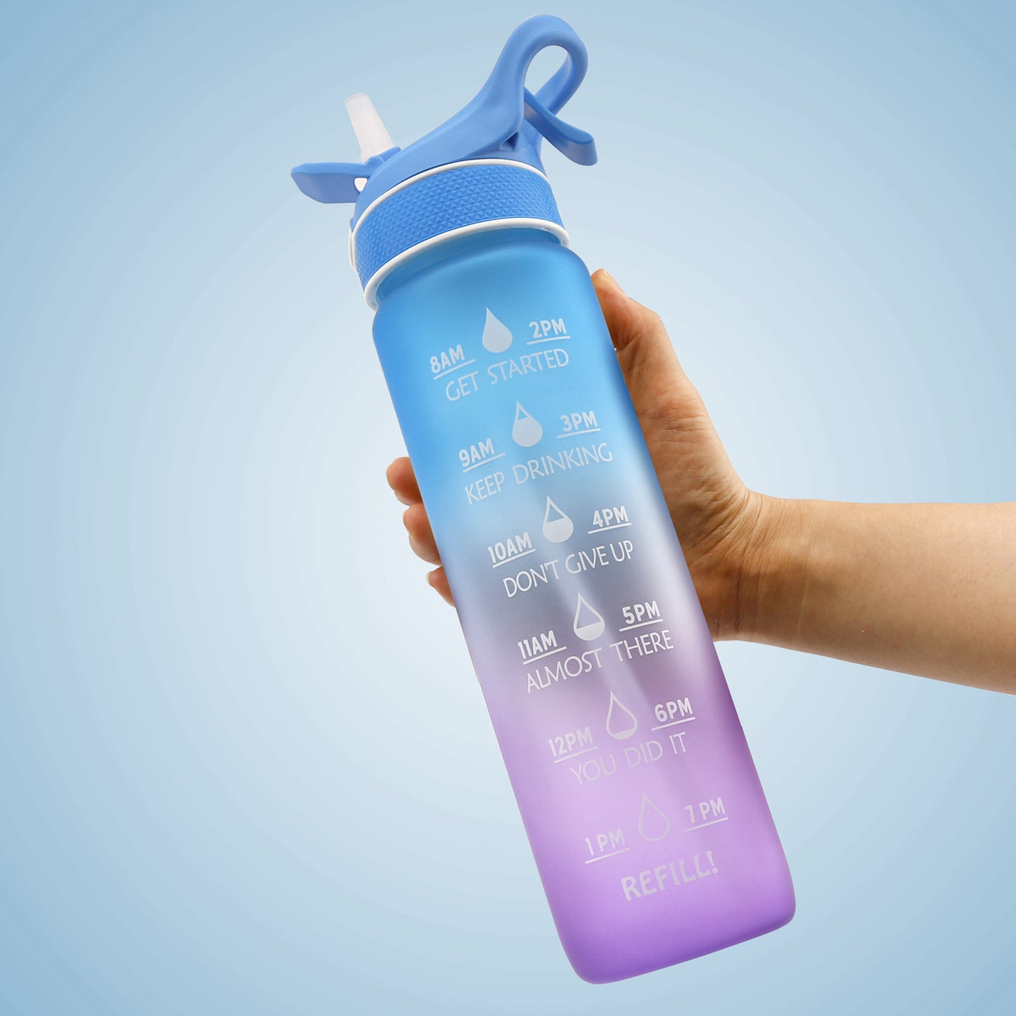 Misting Water Bottle with Straw and Cooling Mist Spray