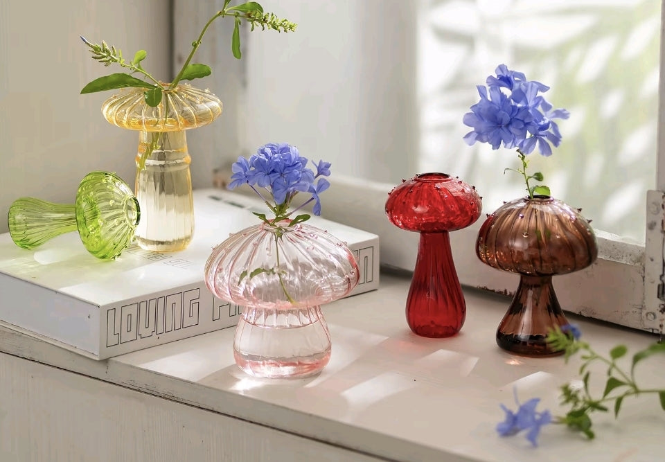 Mushrooms in Glass: Blossoms Vase Collection