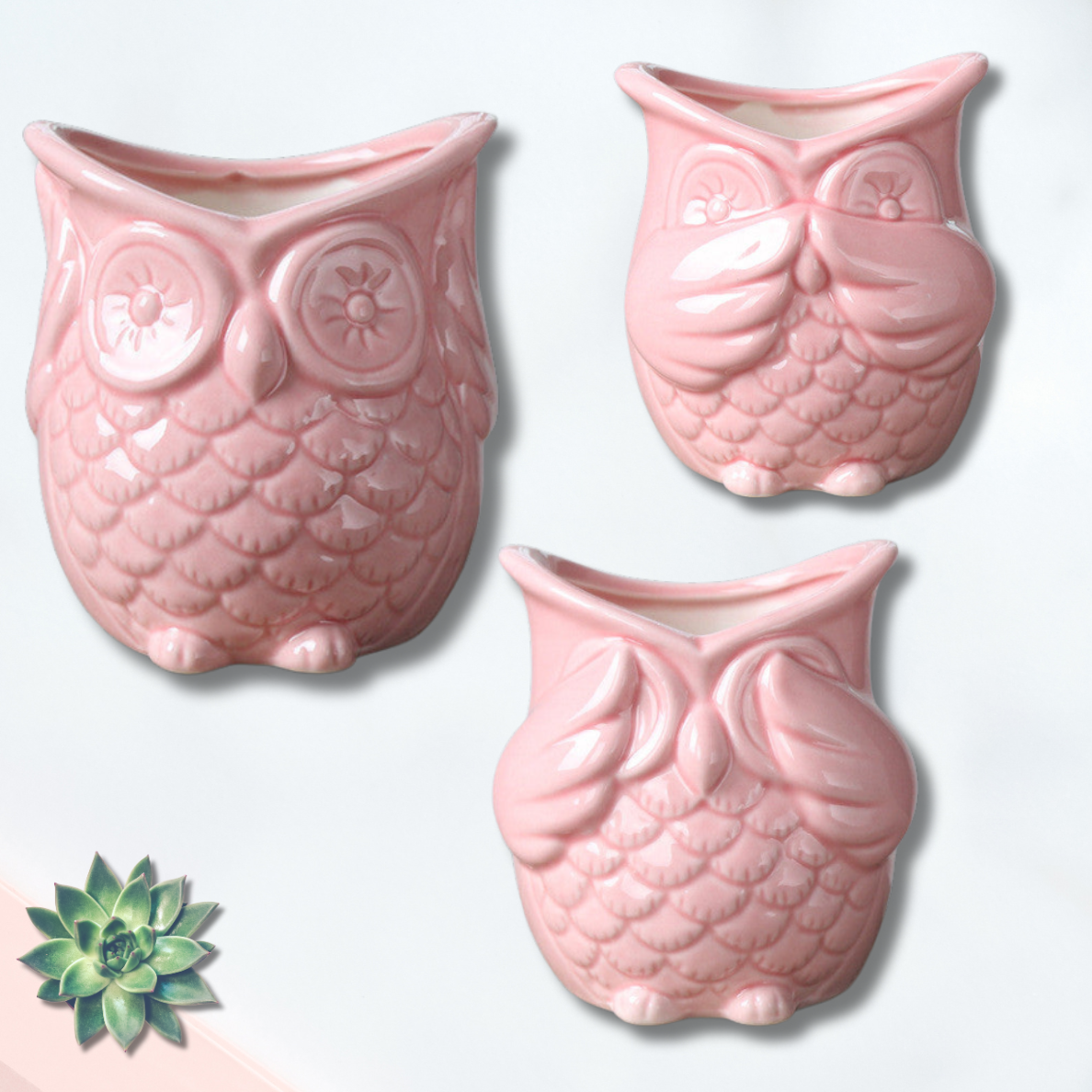 Three Wise Owls Ceramic Set