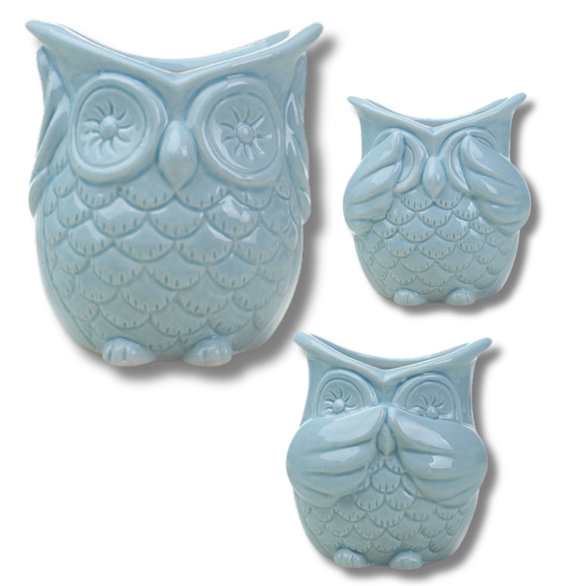 Three Wise Owls Ceramic Set