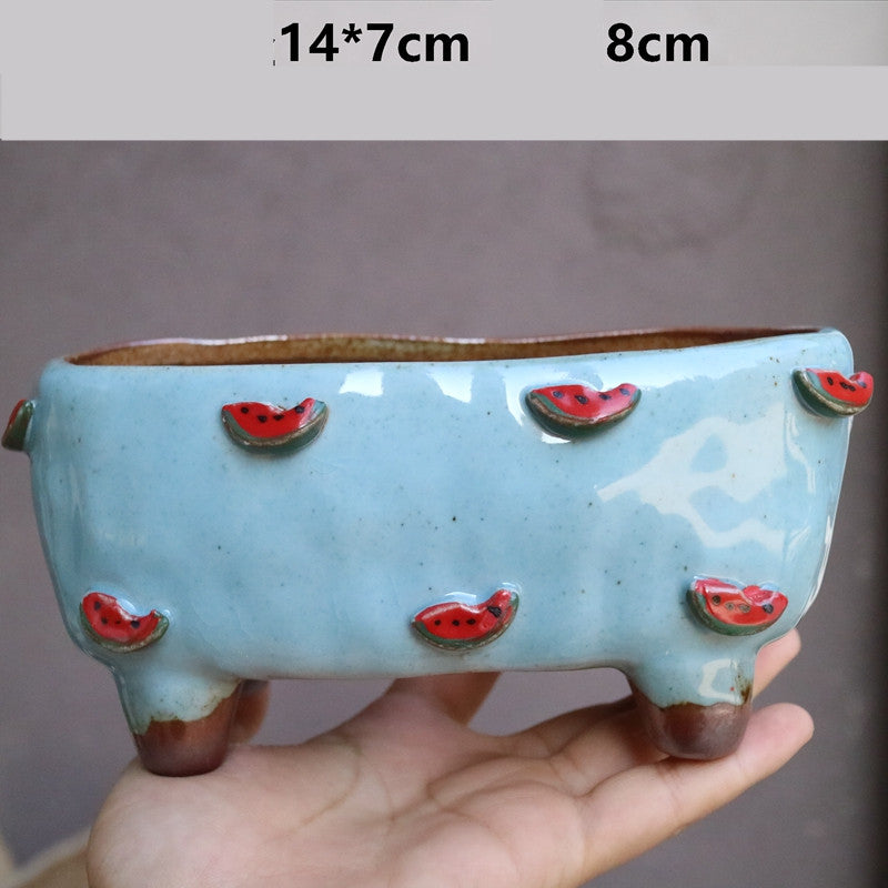 Strawberries and Springtime: Stoneware Succulent Plant Pot