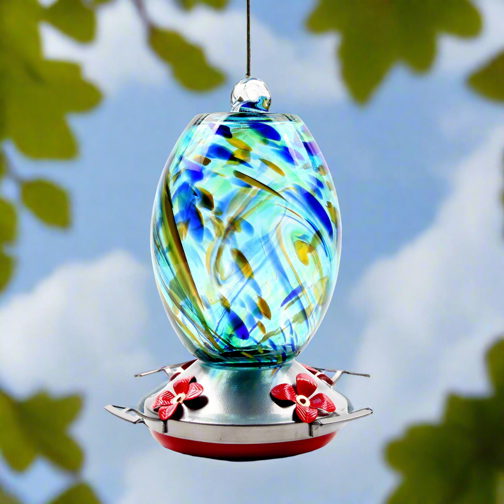 Sweet Bursts of Color:  Stained Glass Hummingbird Feeder