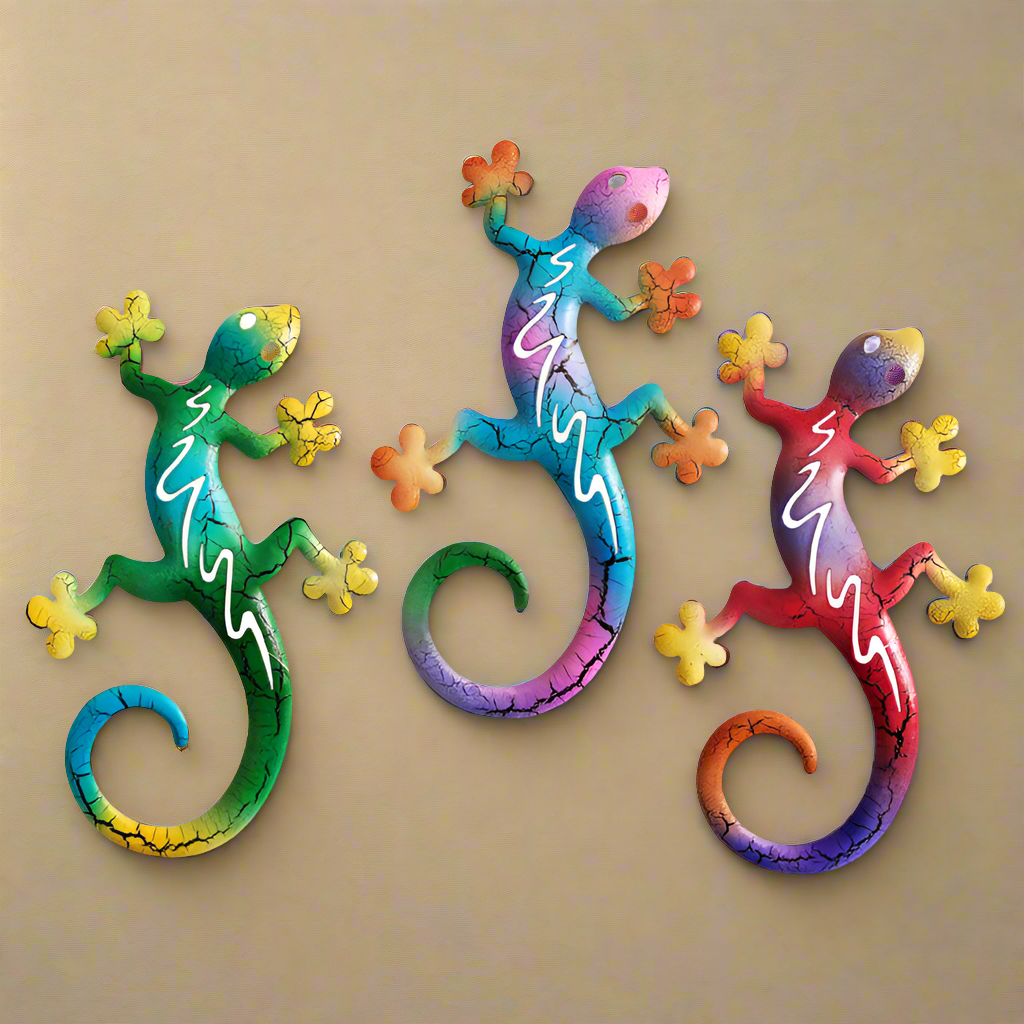 Gecko Friends Metal Wall Art