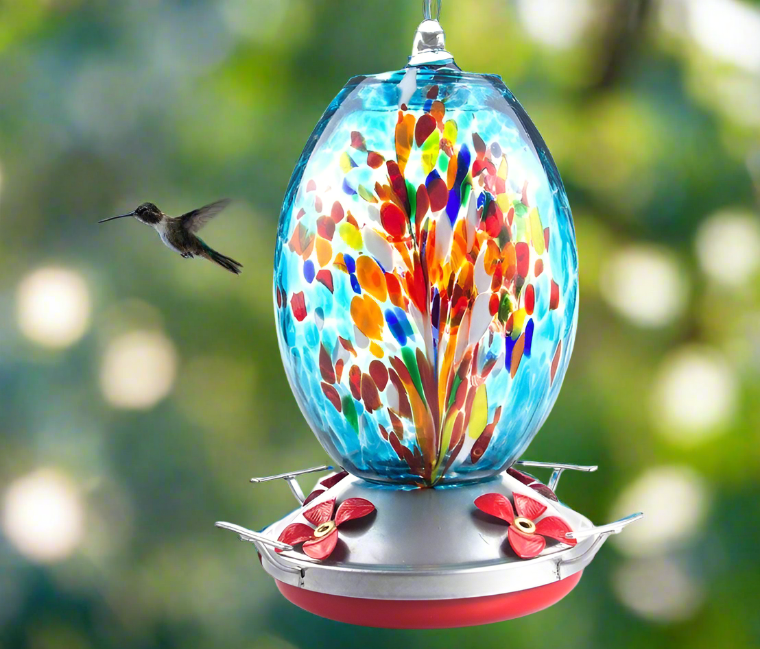 Sweet Bursts of Color:  Stained Glass Hummingbird Feeder