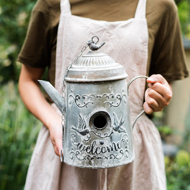 Recycled Charm-  Antique Watering Can turned Birdhouse