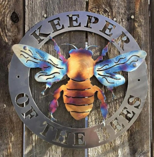 Keeper of the Bees Metal Yard Ornament