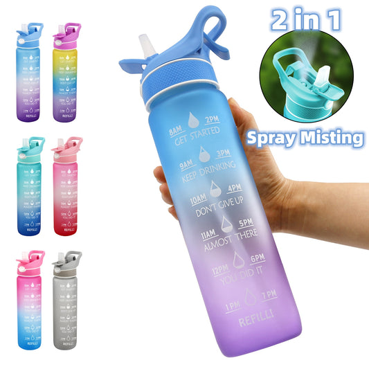 Misting Water Bottle with Straw and Cooling Mist Spray