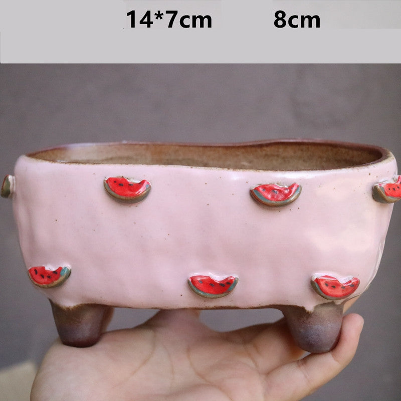 Strawberries and Springtime: Stoneware Succulent Plant Pot